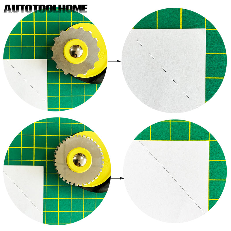AUTOTOOLHOME 9pcs 45mm Rotary Cutter Set Skip stitch Blade Pinking
