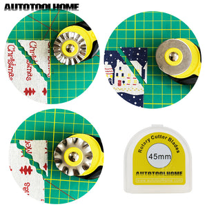 AUTOTOOLHOME 9pcs 45mm Rotary Cutter Set Skip stitch Blade Pinking Rotary  Blade