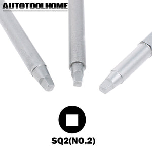 AUTOTOOLHOME 3 Pack No.2 Square Driver Bit Set 2/4/6-inch Length for Pocket Hole Jig Systems Woodworking Joinery Tool