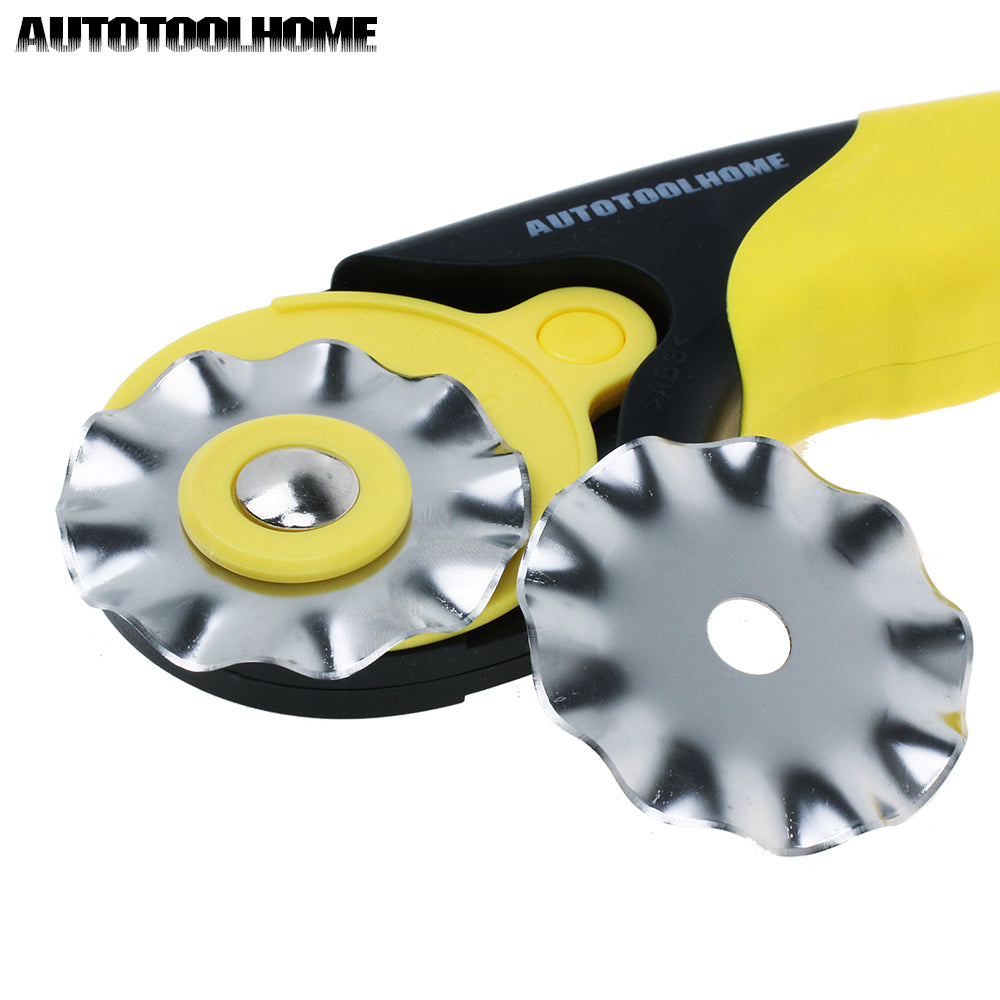 AUTOTOOLHOME 9pcs 45mm Rotary Cutter Set Skip stitch Blade Pinking Rotary  Blade