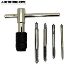 AUTOTOOLHOME Tap Drill Wrench Tapping Threading Tool T-Handle Adjustable Tap Holder Wrench M3-M8 Taps Drill Bit Set Screwdriver Tap