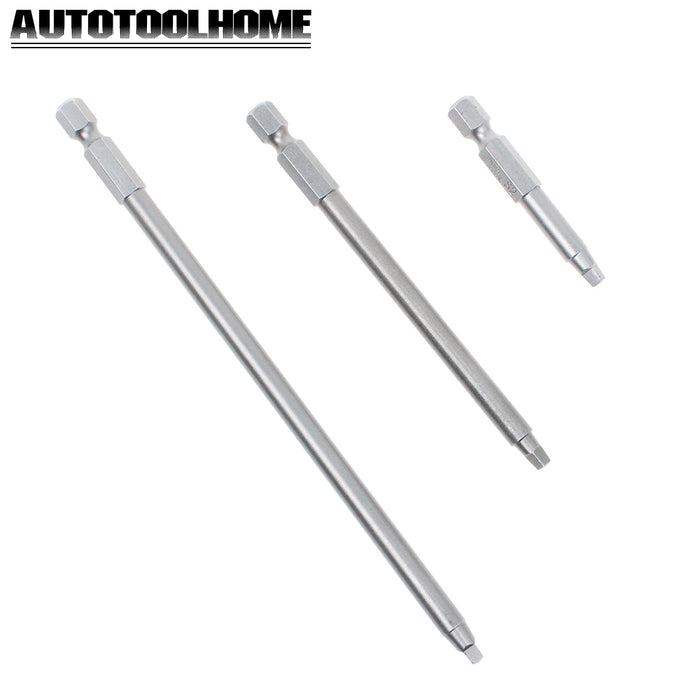 AUTOTOOLHOME 3 Pack No.2 Square Driver Bit Set 2/4/6-inch Length for Pocket Hole Jig Systems Woodworking Joinery Tool