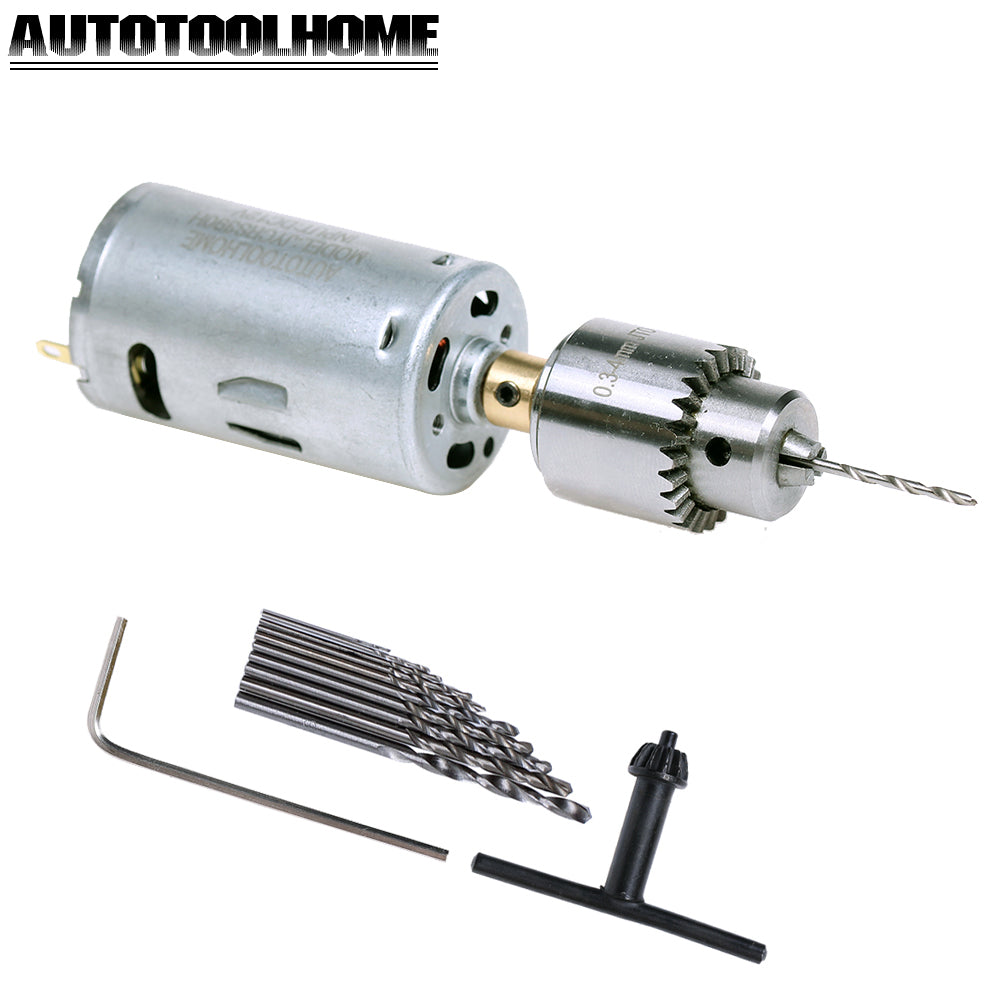 AUTOTOOLHOME Mini DC 12V Electric Hand Drill Motor PCB & Twist Drills